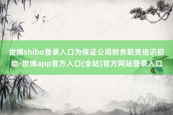 世博shibo登录入口　　为保证公司财务职责结识初始-世博app官方入口(全站)官方网站登录入口