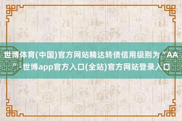 世博体育(中国)官方网站精达转债信用级别为“AA”-世博app官方入口(全站)官方网站登录入口