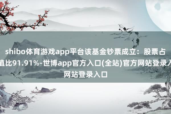 shibo体育游戏app平台该基金钞票成立：股票占净值比91.91%-世博app官方入口(全站)官方网站登录入口