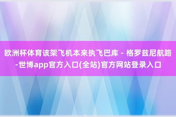 欧洲杯体育该架飞机本来执飞巴库 - 格罗兹尼航路-世博app官方入口(全站)官方网站登录入口