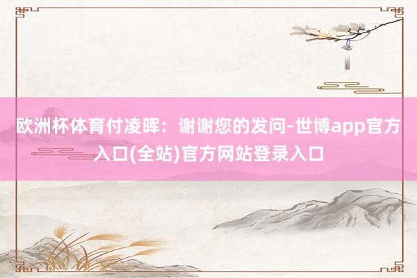 欧洲杯体育付凌晖：谢谢您的发问-世博app官方入口(全站)官方网站登录入口