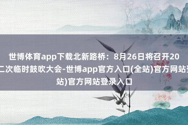 世博体育app下载北新路桥：8月26日将召开2025年第二次临时鼓吹大会-世博app官方入口(全站)官方网站登录入口