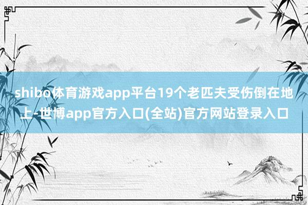 shibo体育游戏app平台19个老匹夫受伤倒在地上-世博app官方入口(全站)官方网站登录入口