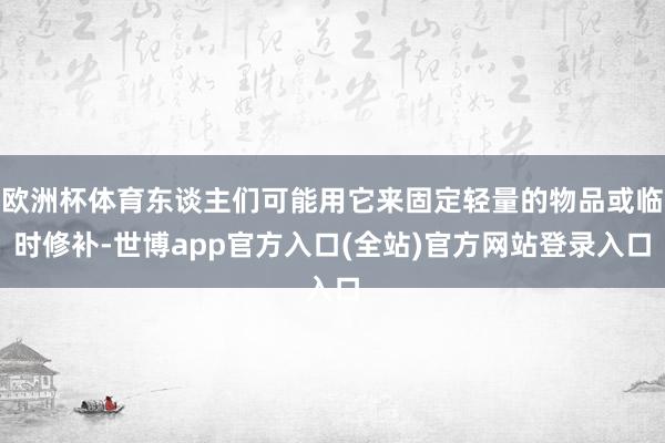 欧洲杯体育东谈主们可能用它来固定轻量的物品或临时修补-世博app官方入口(全站)官方网站登录入口