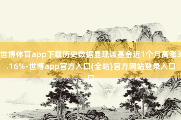 世博体育app下载历史数据显现该基金近1个月高涨3.16%-世博app官方入口(全站)官方网站登录入口